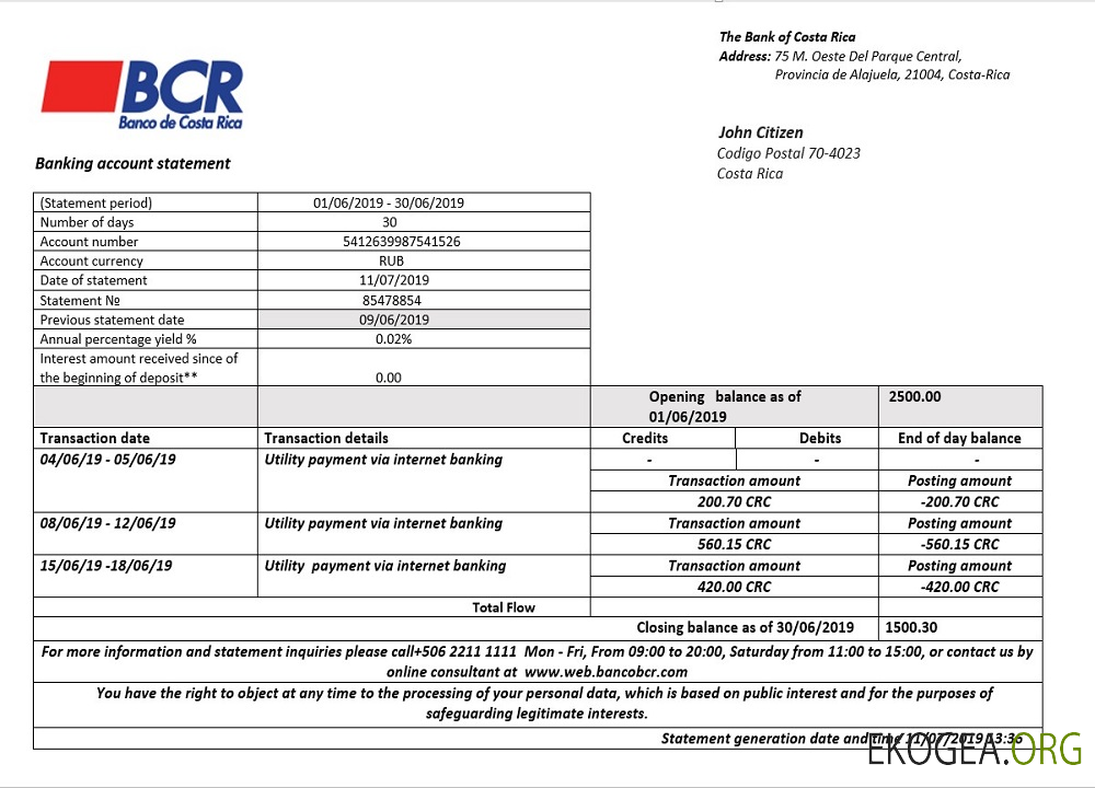 Costa Rica La Banque du Costa Rica